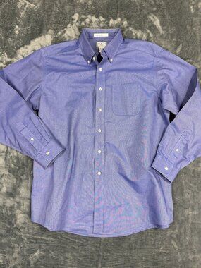 L.L. Bean Mens Blue Wrinkle-Resistant Long Sleeve Dress Shirt 16.5-34